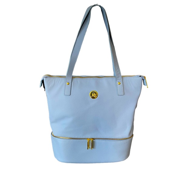 Joy Mangano Bags Joy Mangano Light Blue Tote Pebbled Vegan Leather